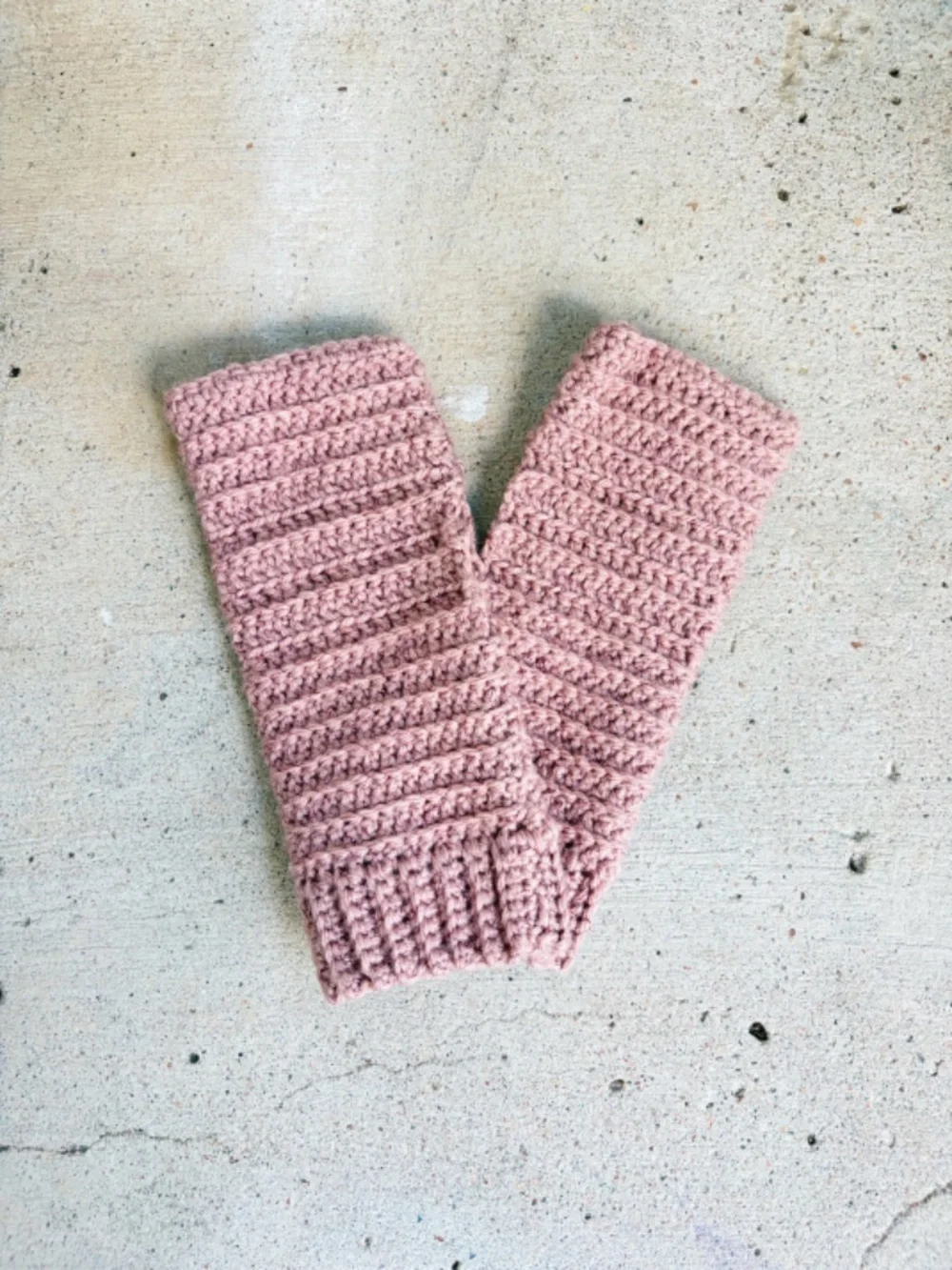 Handmade Crocheted Sparkly Pink Fingerless Gloves
